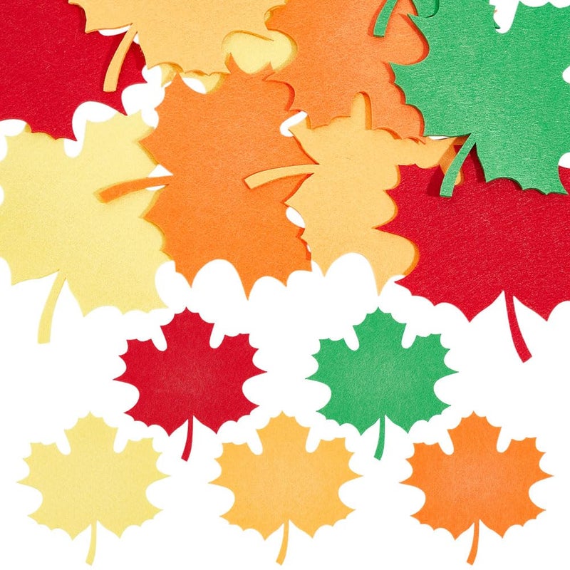MAYJOYDIY 40Pcs Fall Felt Maple Leaves Cutout Embellishment 5 Colors Autumn Leaf Decors for Thanksgiving Home Classroom Wall Craft Project - Image 1